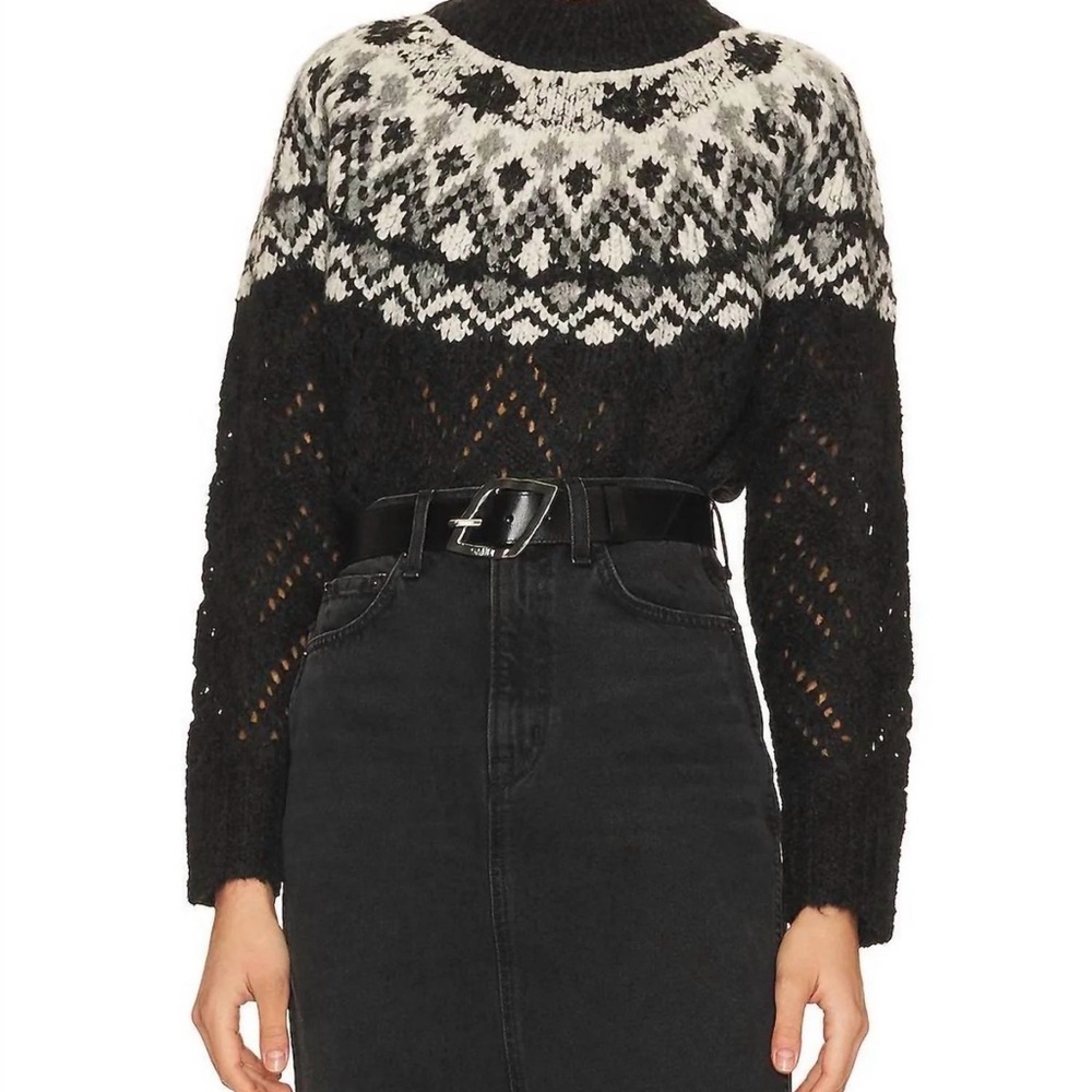 Veronica Beard Black and White Cowl Sweater